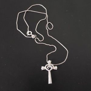 Diamond Silver Cross Necklace